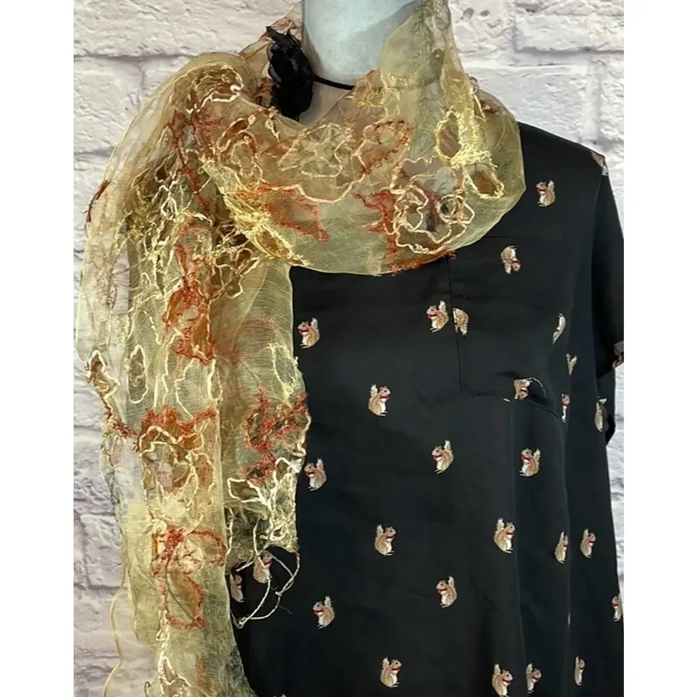 NWT 'Spirit of the Red Horse' western/cowgirl silk scarf